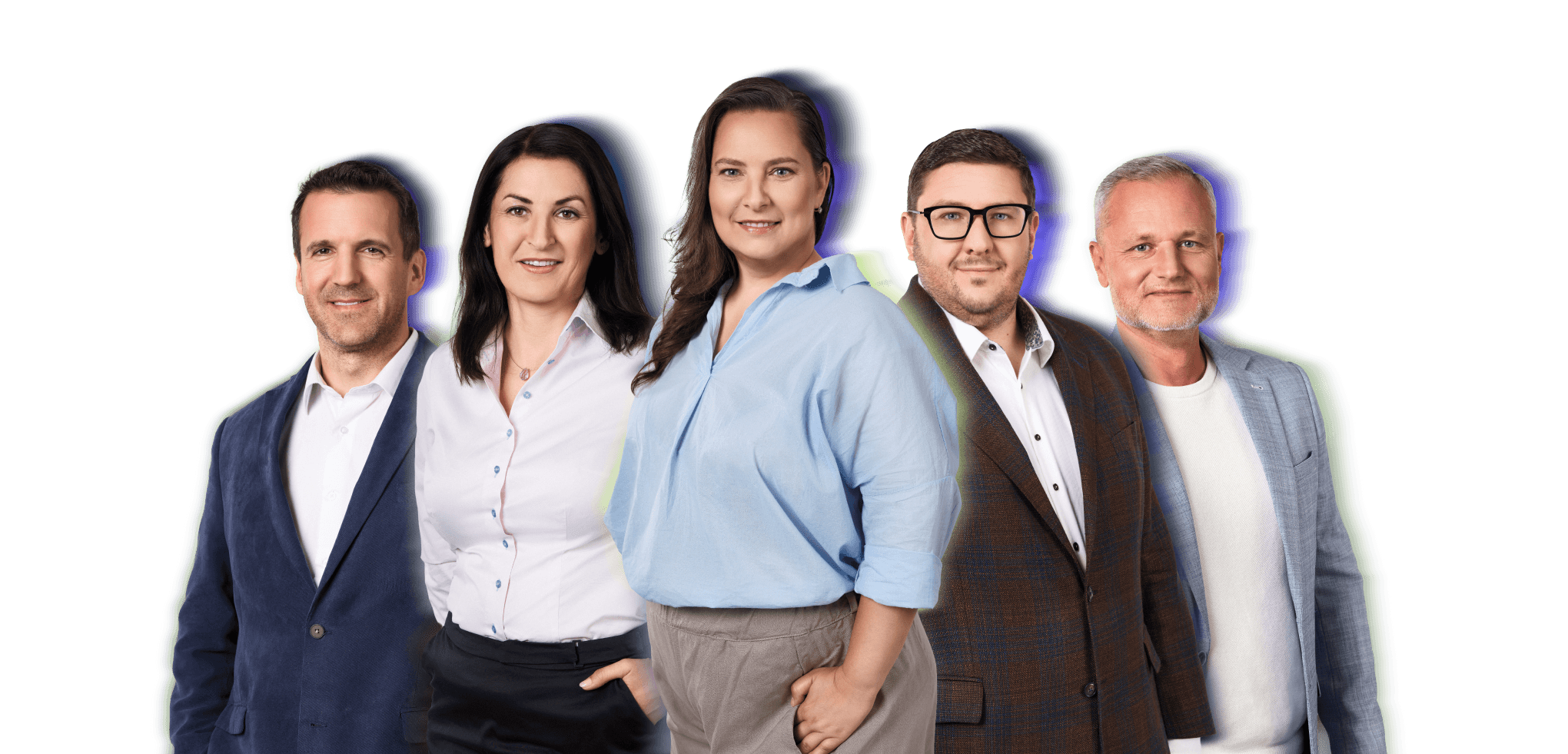 Kandidáti ANO Praha 8: Matěj Fichtner, Anna Kroutil, Jana Solomonová, Radomír Nepil a Jan Štorek
